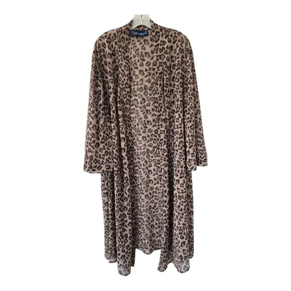 Susan Graver Kimono Long Cardigan Plus Womens Lightweight Animal Print One Size - Picture 1 of 12
